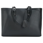 High Quality Fashion Design Unisex Black Napa Full Grain Leather Shoulder Bag Genuine Tote For Women Handbags