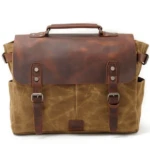 Outdoor Shoulder Messenger Bag Business Computer Large Capacity Travel Waterproof Canvas Splicing Genuine Leather School Handbag